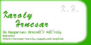 karoly hrncsar business card